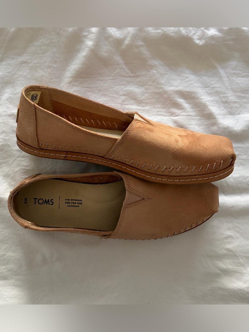 TOMS Alpargata Leather Wrap slip-on espadrilles rosy sand Wmn Sz9 Like New Comfy